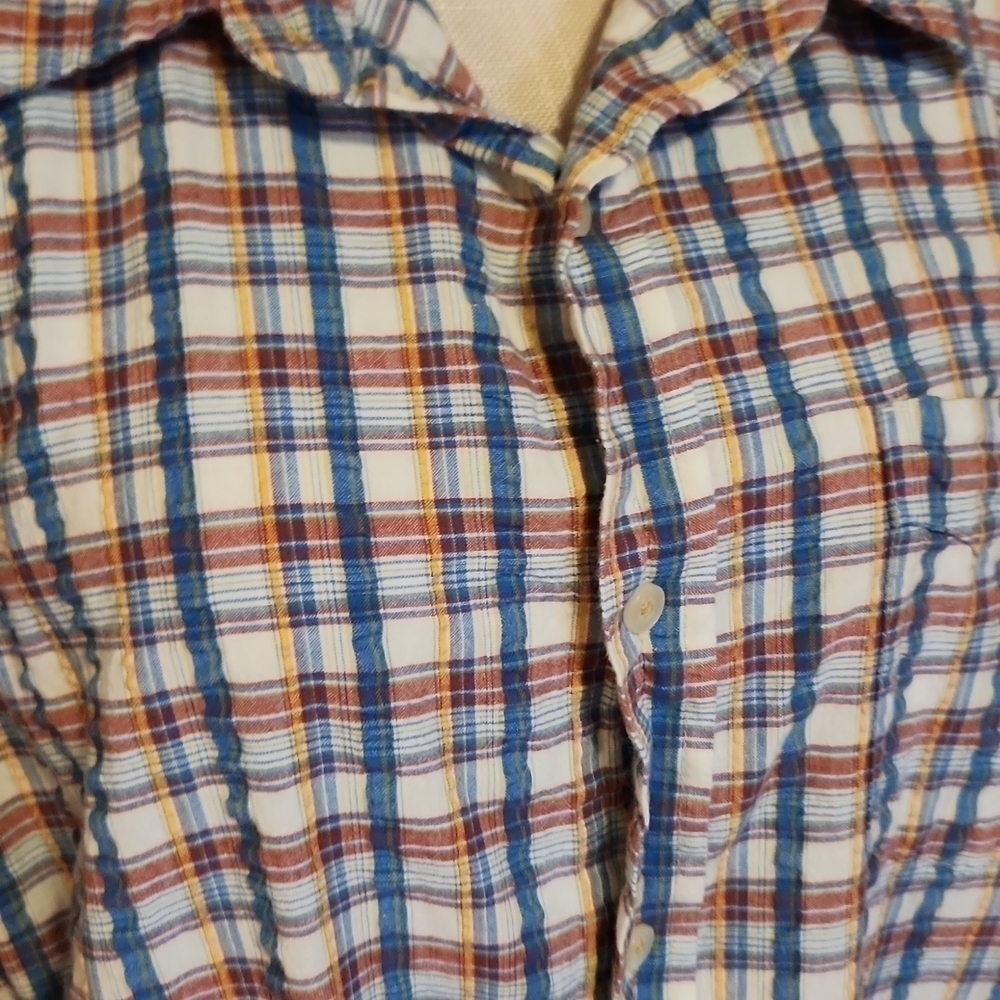 Signature Levi's Cottton Country checkered plaid Short Sleeve button-down Shirt - Picture 2 of 8